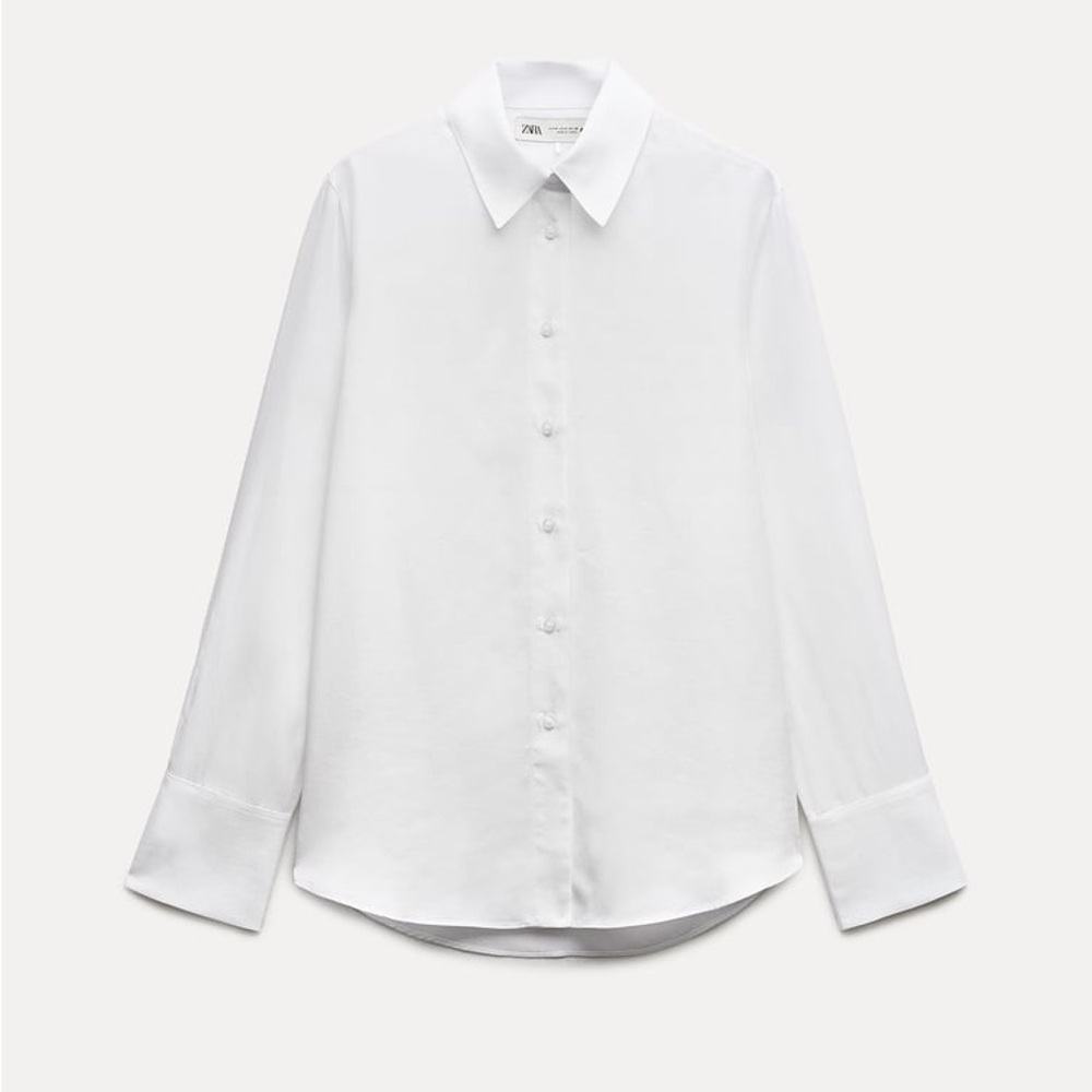 NWT! Zara Womens White Shirt Size L